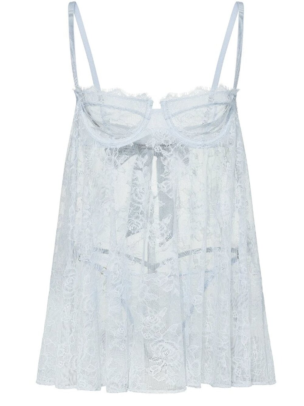 NWT Victoria's Secret Babydoll Cami Wicked Unlined Rose Lace Light Blue size M